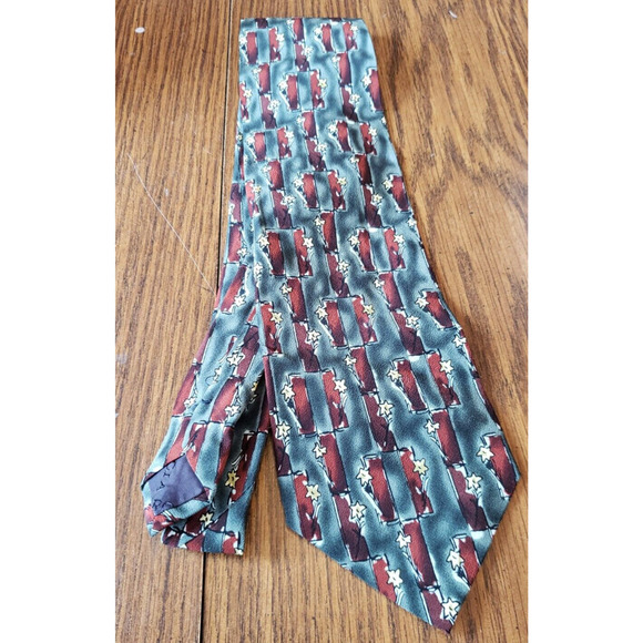 J.Garcia Men's Abstract Red Floral Silk Necktie Tree Collection 15 - Picture 6 of 6